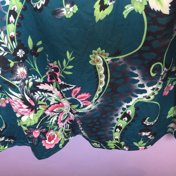 Large Deep Teal/Green Floral Tunic XL - Picture 8 of 16